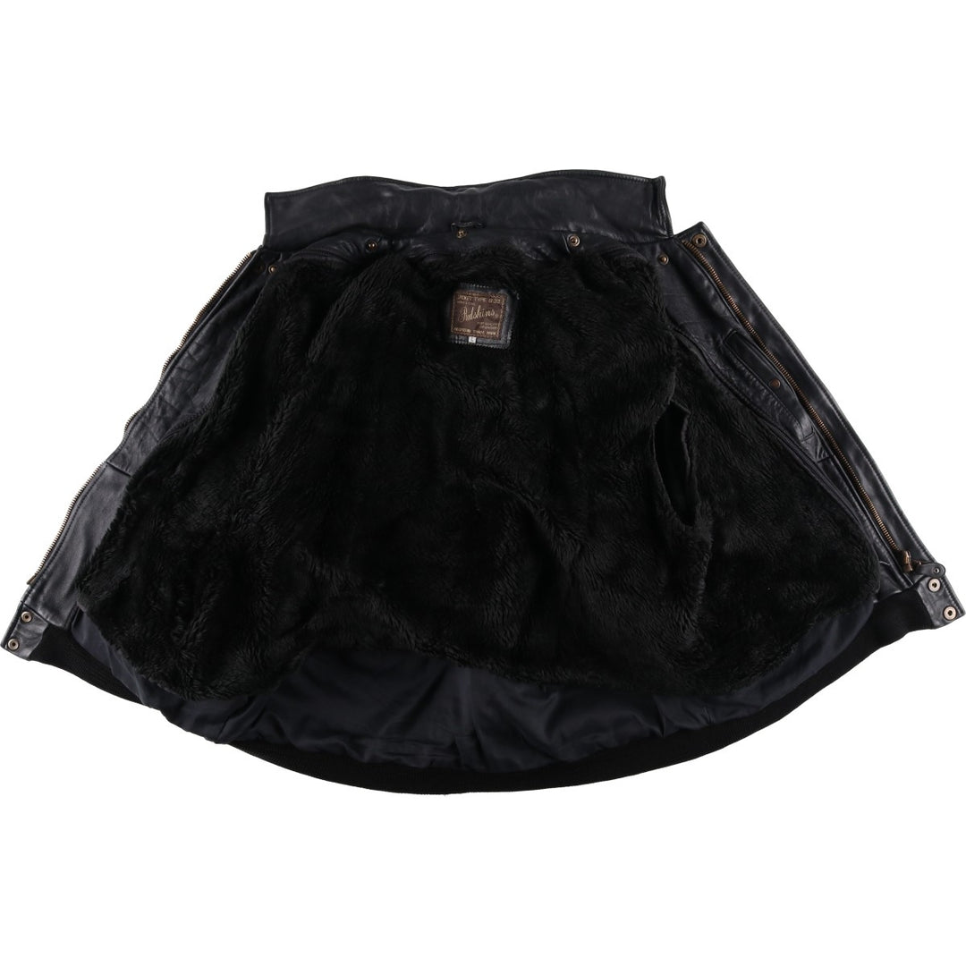 Vintage 1990'S Redskins A-2 Leather Flight Jacket, Men's Size L genuine leather black type Vintage Second Hand