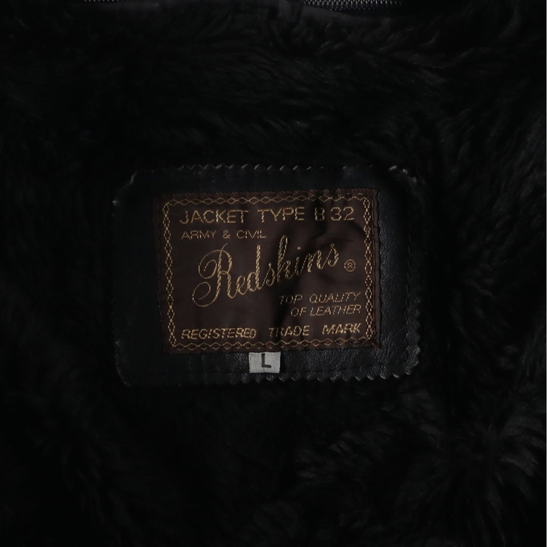 Vintage 1990'S Redskins A-2 Leather Flight Jacket, Men's Size L genuine leather black type Vintage Second Hand