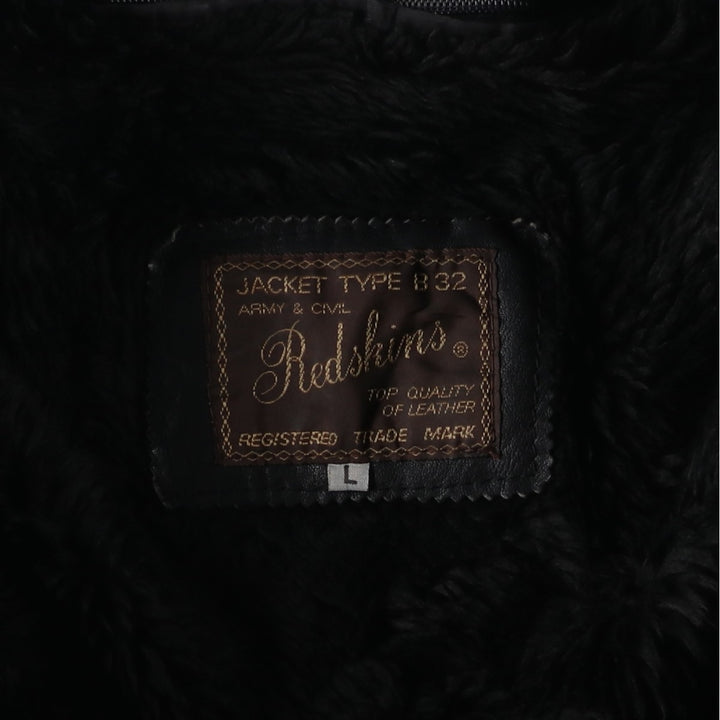 Vintage 1990'S Redskins A-2 Leather Flight Jacket, Men's Size L genuine leather black type Vintage Second Hand