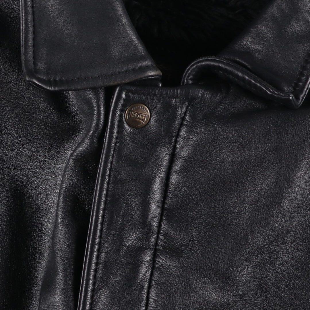 Vintage 1990'S Redskins A-2 Leather Flight Jacket, Men's Size L genuine leather black type Vintage Second Hand