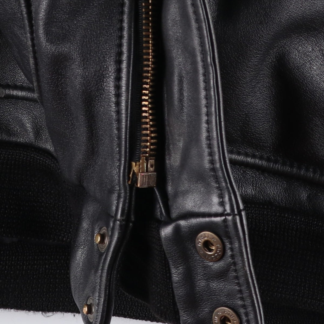 Vintage 1990'S Redskins A-2 Leather Flight Jacket, Men's Size L genuine leather black type Vintage Second Hand