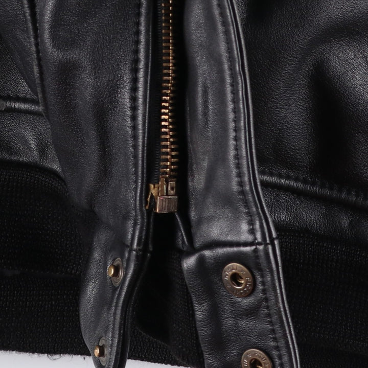 Vintage 1990'S Redskins A-2 Leather Flight Jacket, Men's Size L genuine leather black type Vintage Second Hand