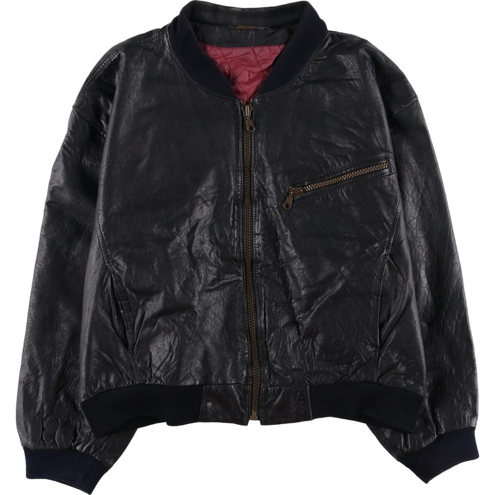 hm-moden Leather Blouson Men's XL genuine leather black type Vintage Second Hand