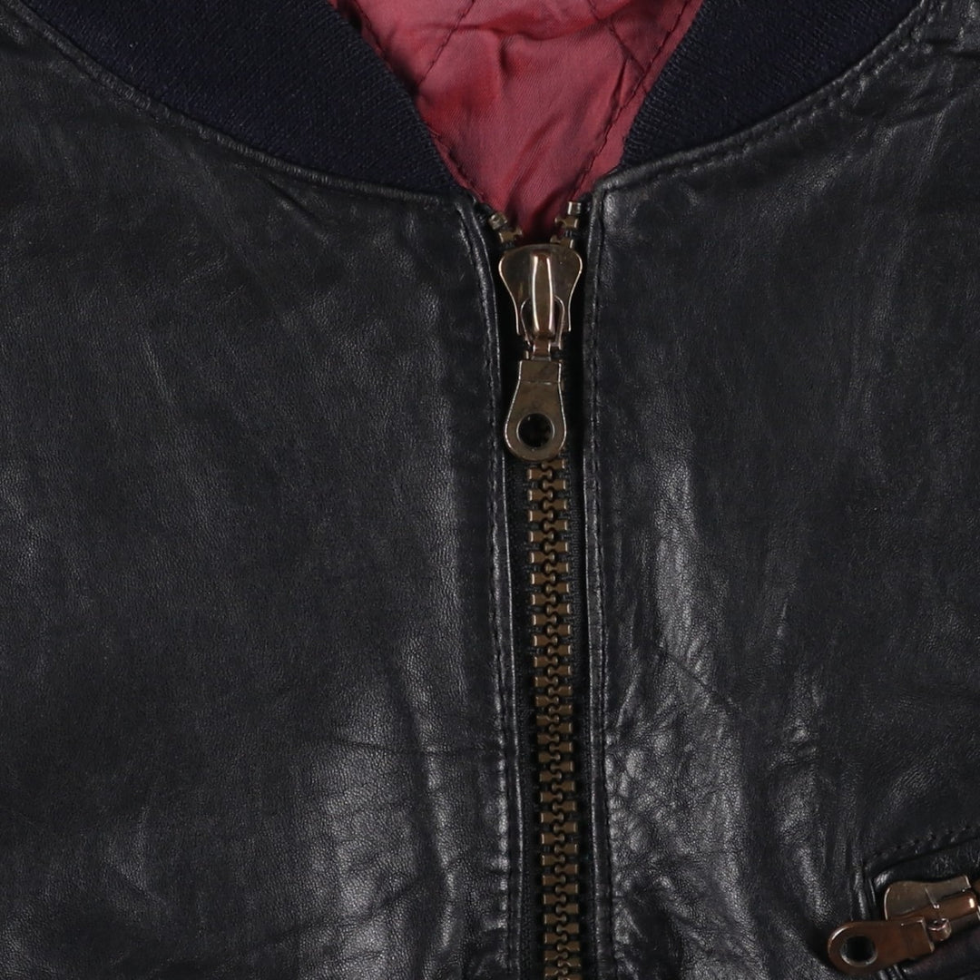 hm-moden Leather Blouson Men's XL genuine leather black type Vintage Second Hand