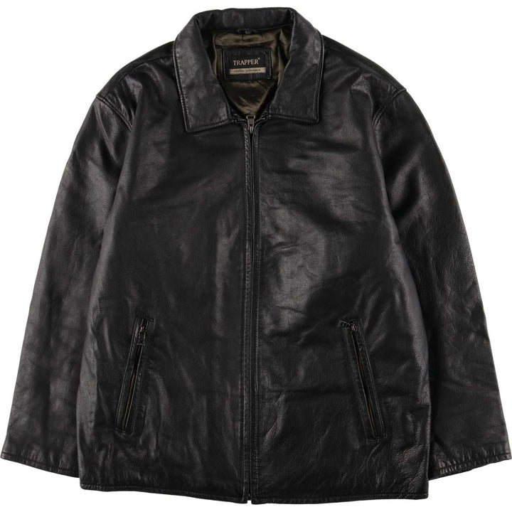 TRAPPER Swing Top Type Padded Leather Blouson, Men's Size M genuine leather black type Vintage Second Hand