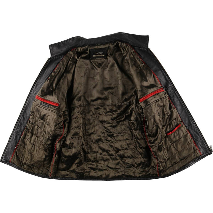 TRAPPER Swing Top Type Padded Leather Blouson, Men's Size M genuine leather black type Vintage Second Hand