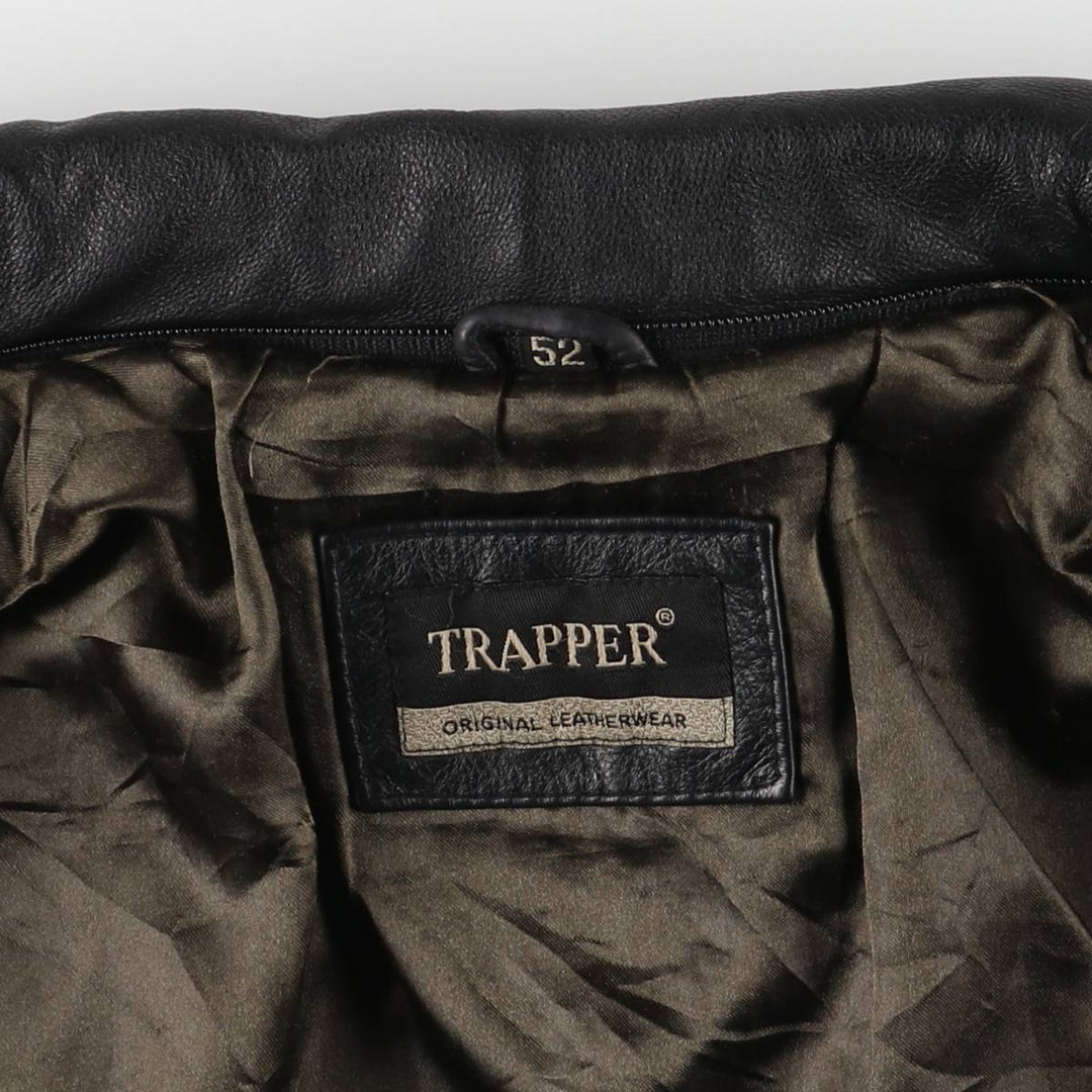 TRAPPER Swing Top Type Padded Leather Blouson, Men's Size M genuine leather black type Vintage Second Hand