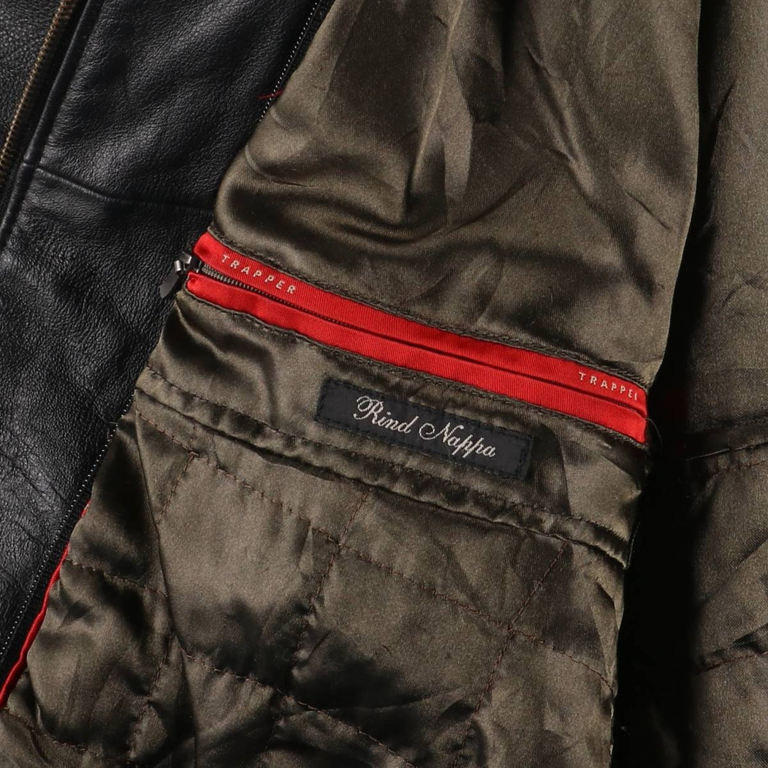 TRAPPER Swing Top Type Padded Leather Blouson, Men's Size M genuine leather black type Vintage Second Hand