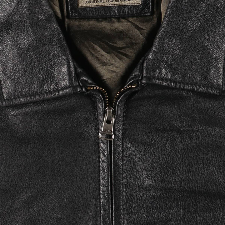 TRAPPER Swing Top Type Padded Leather Blouson, Men's Size M genuine leather black type Vintage Second Hand