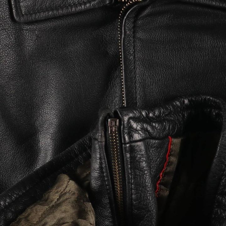 TRAPPER Swing Top Type Padded Leather Blouson, Men's Size M genuine leather black type Vintage Second Hand