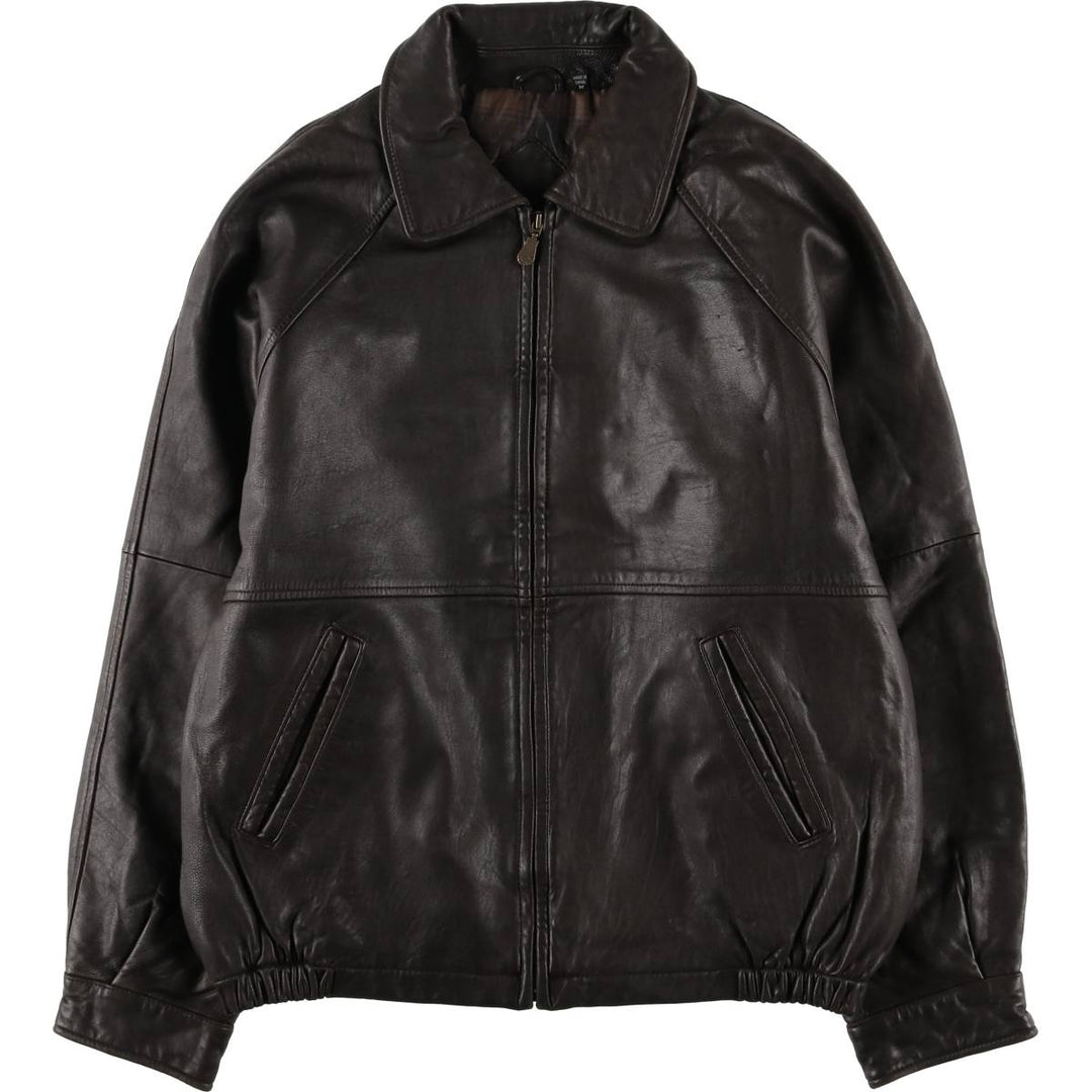 ROUNDTREE AND YORKE Padded Swing-Top Leather Blouson, Men's Size M Genuine Leather Lambskin brown type Vintage Second Hand