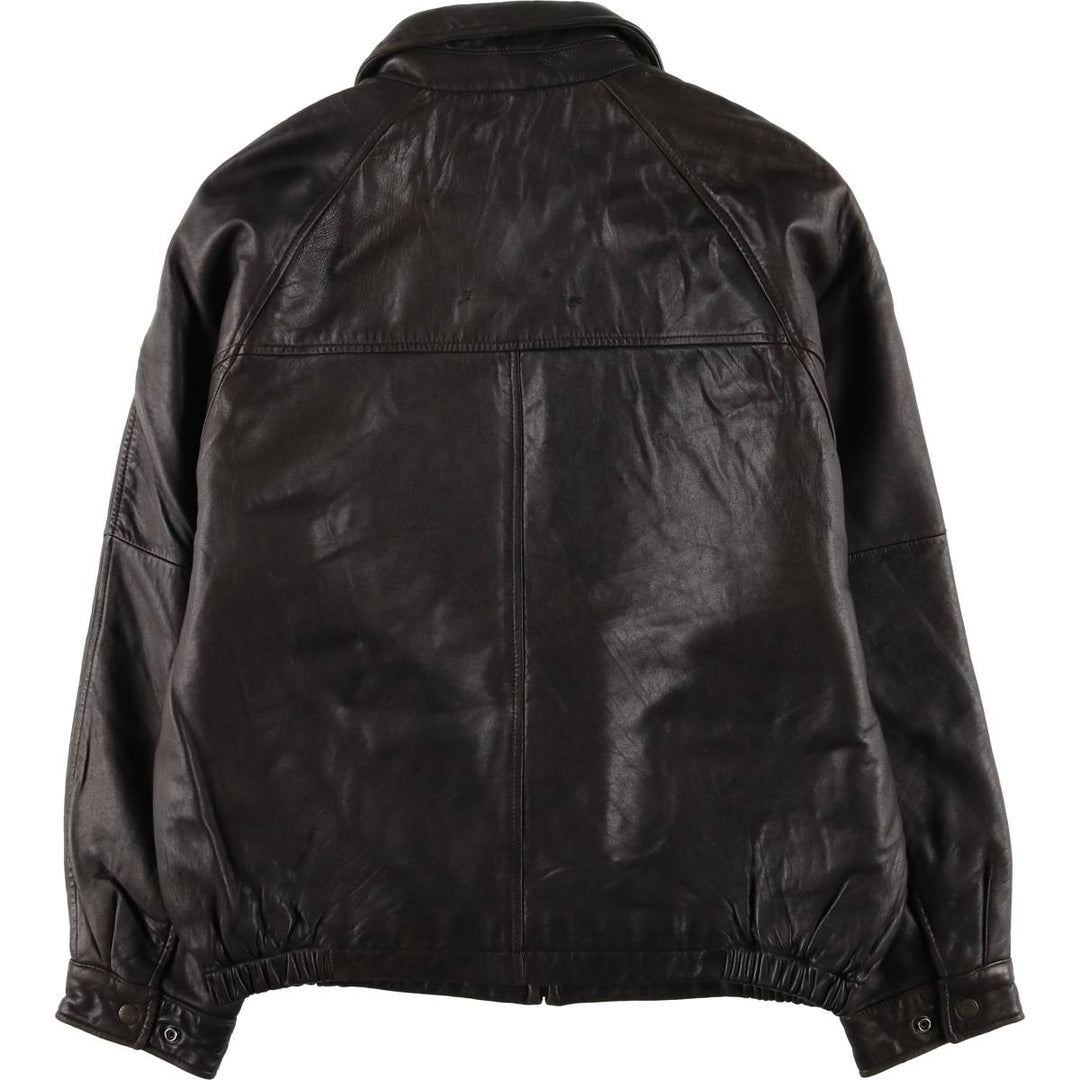 ROUNDTREE AND YORKE Padded Swing-Top Leather Blouson, Men's Size M Genuine Leather Lambskin brown type Vintage Second Hand