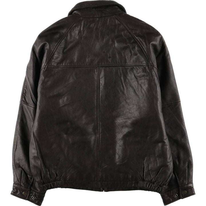 ROUNDTREE AND YORKE Padded Swing-Top Leather Blouson, Men's Size M Genuine Leather Lambskin brown type Vintage Second Hand