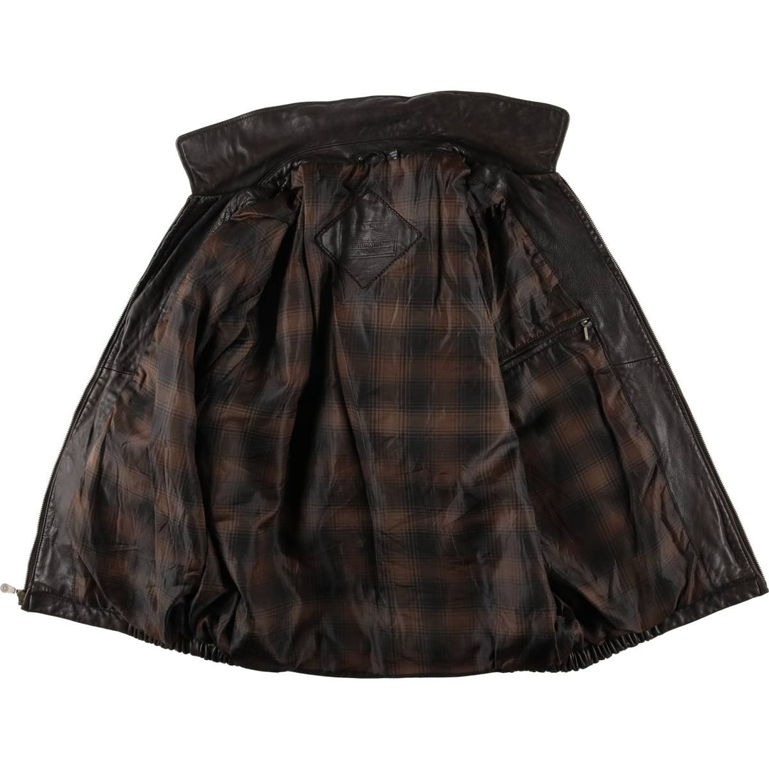 ROUNDTREE AND YORKE Padded Swing-Top Leather Blouson, Men's Size M Genuine Leather Lambskin brown type Vintage Second Hand