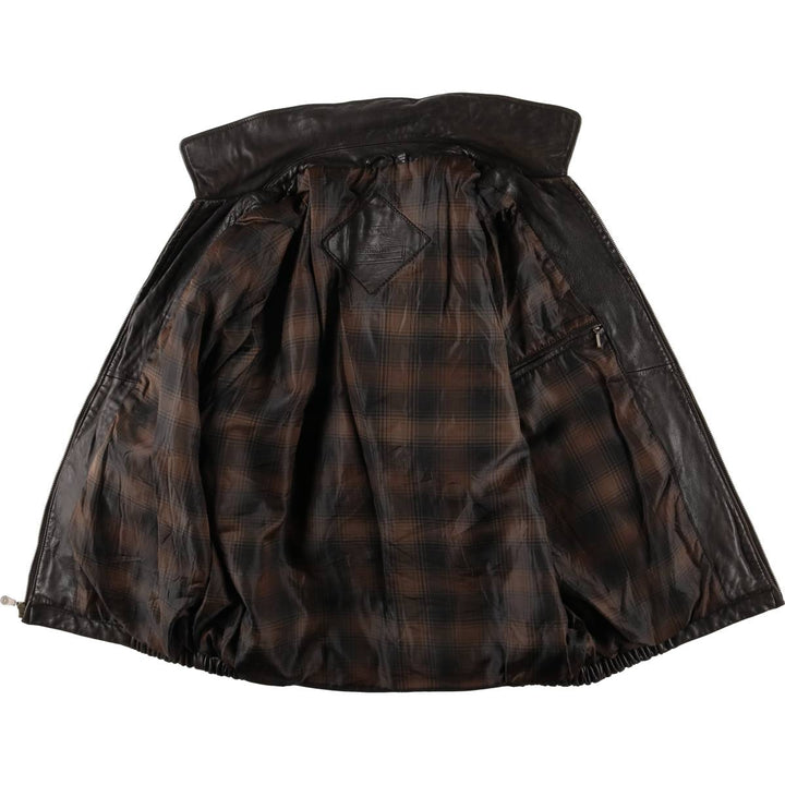 ROUNDTREE AND YORKE Padded Swing-Top Leather Blouson, Men's Size M Genuine Leather Lambskin brown type Vintage Second Hand