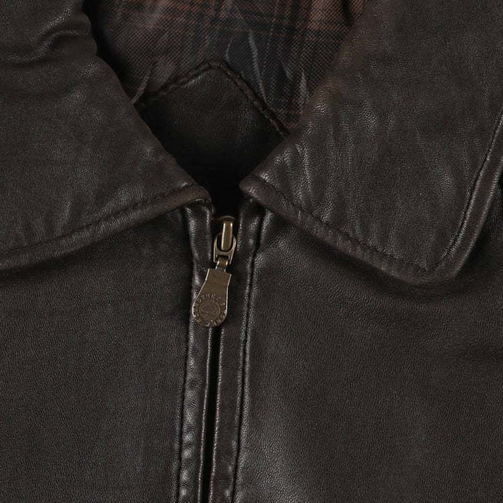 ROUNDTREE AND YORKE Padded Swing-Top Leather Blouson, Men's Size M Genuine Leather Lambskin brown type Vintage Second Hand