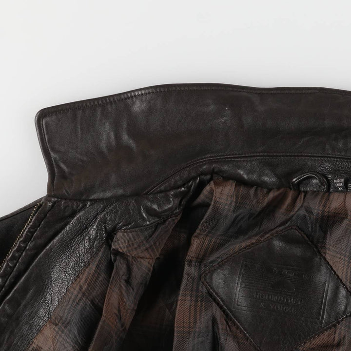 ROUNDTREE AND YORKE Padded Swing-Top Leather Blouson, Men's Size M Genuine Leather Lambskin brown type Vintage Second Hand