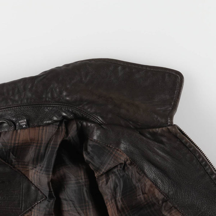 ROUNDTREE AND YORKE Padded Swing-Top Leather Blouson, Men's Size M Genuine Leather Lambskin brown type Vintage Second Hand