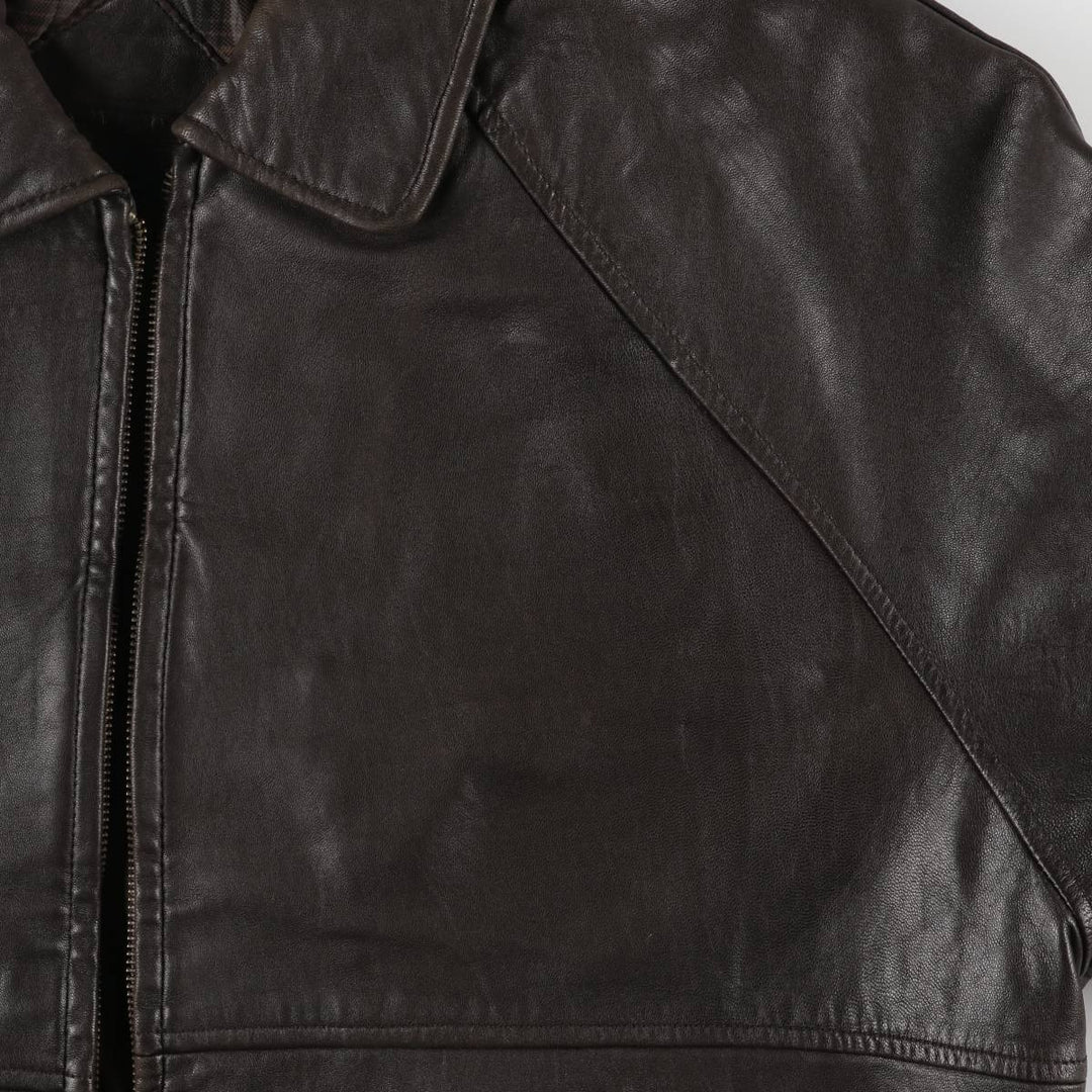 ROUNDTREE AND YORKE Padded Swing-Top Leather Blouson, Men's Size M Genuine Leather Lambskin brown type Vintage Second Hand