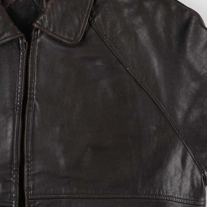 ROUNDTREE AND YORKE Padded Swing-Top Leather Blouson, Men's Size M Genuine Leather Lambskin brown type Vintage Second Hand