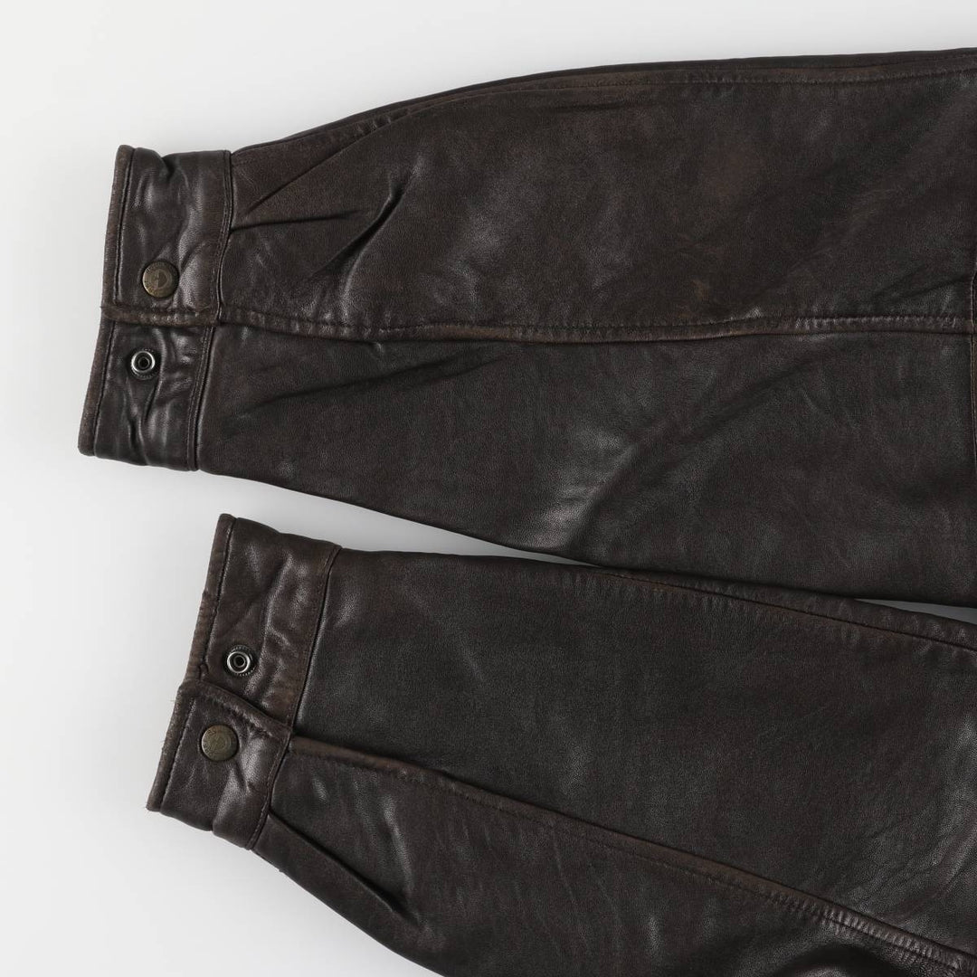 ROUNDTREE AND YORKE Padded Swing-Top Leather Blouson, Men's Size M Genuine Leather Lambskin brown type Vintage Second Hand