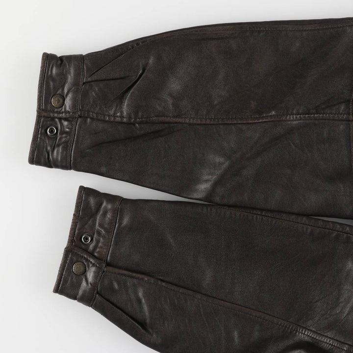 ROUNDTREE AND YORKE Padded Swing-Top Leather Blouson, Men's Size M Genuine Leather Lambskin brown type Vintage Second Hand