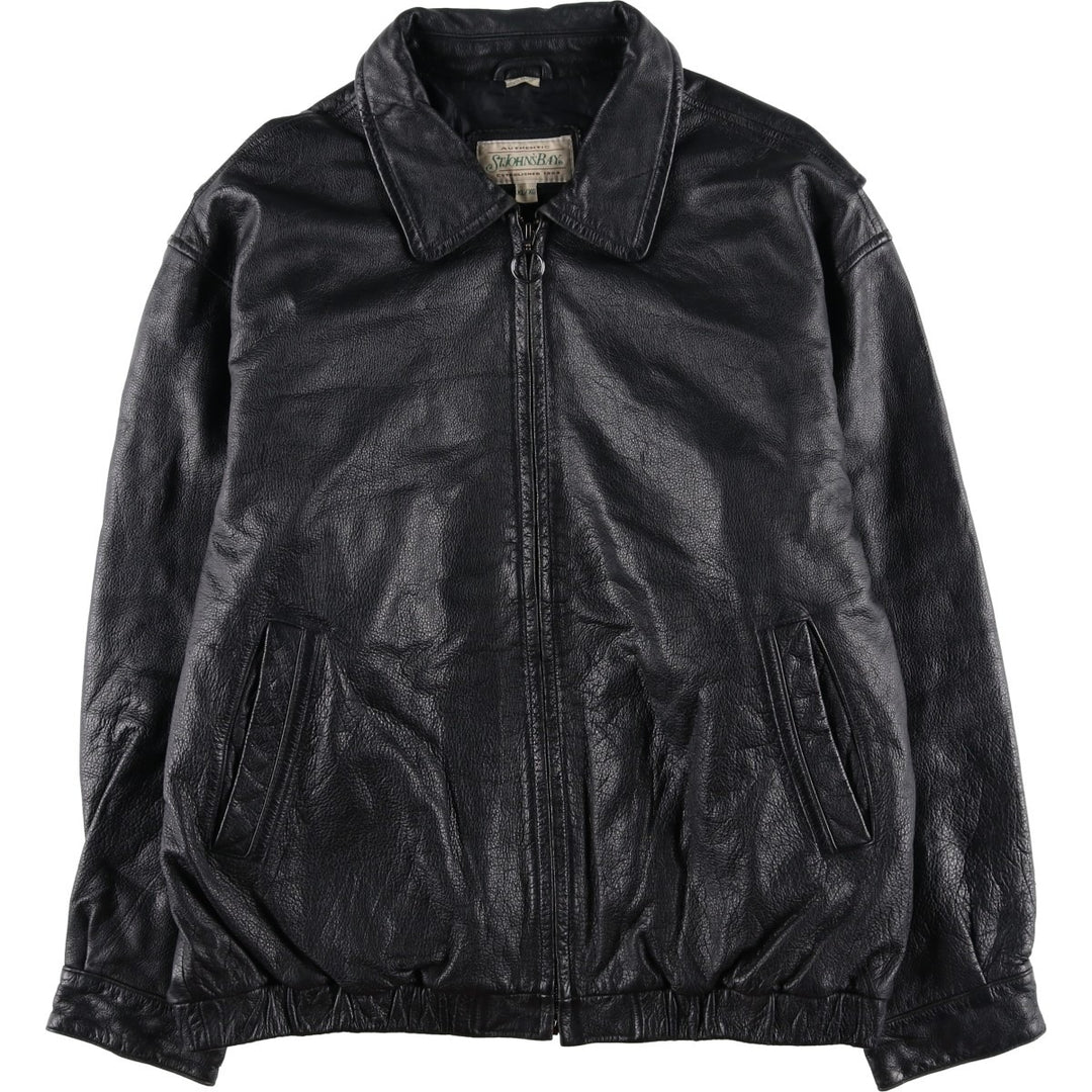 90'S St. John's Bay Vintage Swing-Top Padded Leather Blouson, Men's XL genuine leather black type Vintage Second Hand