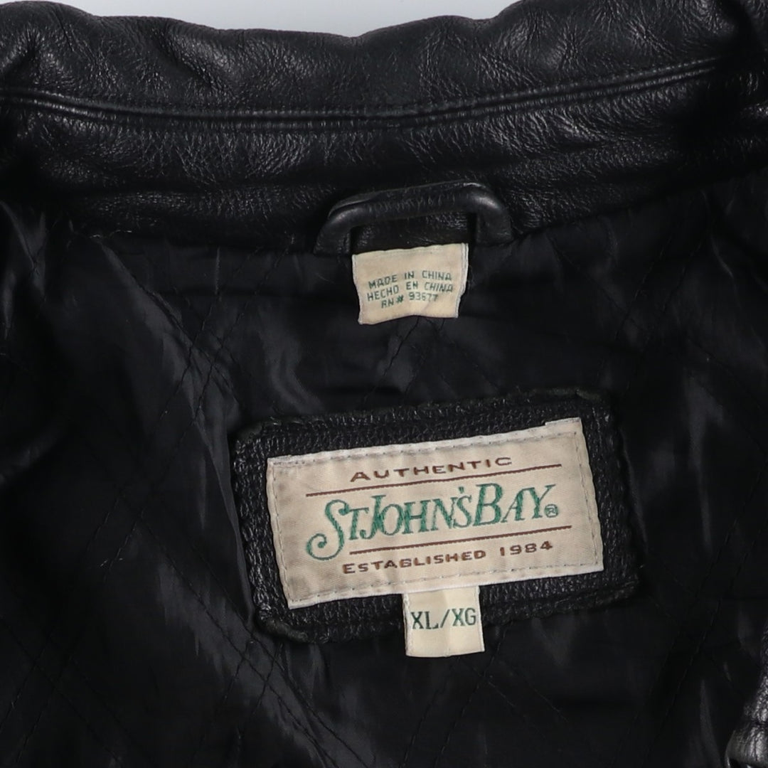 90'S St. John's Bay Vintage Swing-Top Padded Leather Blouson, Men's XL genuine leather black type Vintage Second Hand