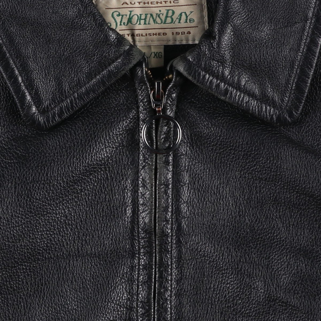 90'S St. John's Bay Vintage Swing-Top Padded Leather Blouson, Men's XL genuine leather black type Vintage Second Hand