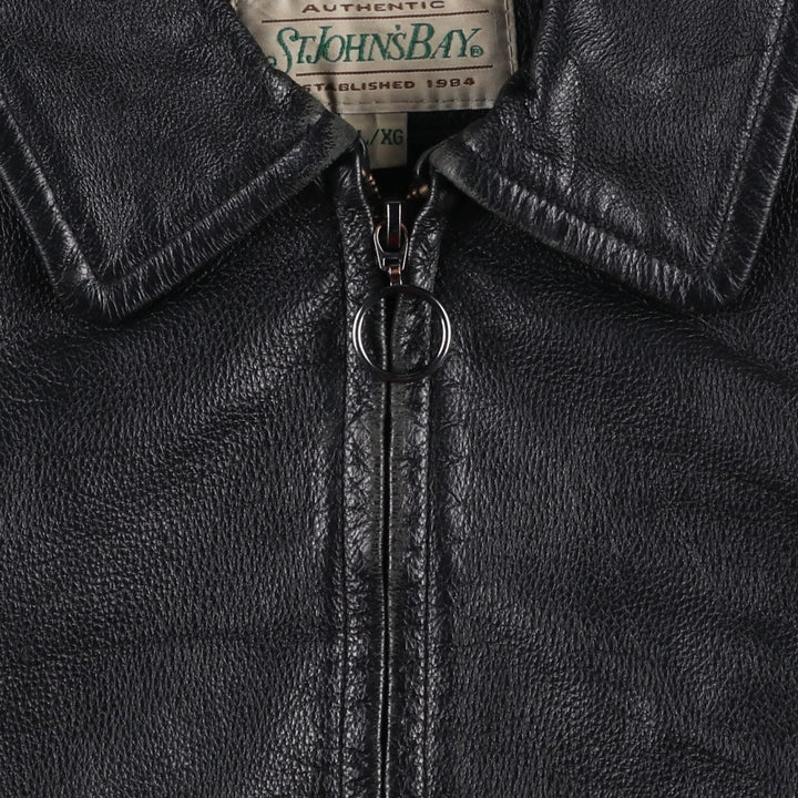90'S St. John's Bay Vintage Swing-Top Padded Leather Blouson, Men's XL genuine leather black type Vintage Second Hand