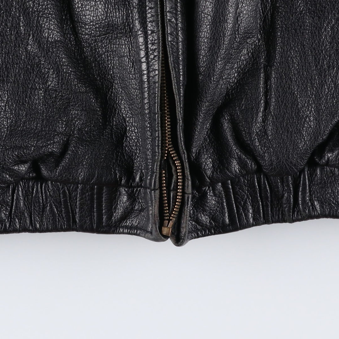 90'S St. John's Bay Vintage Swing-Top Padded Leather Blouson, Men's XL genuine leather black type Vintage Second Hand