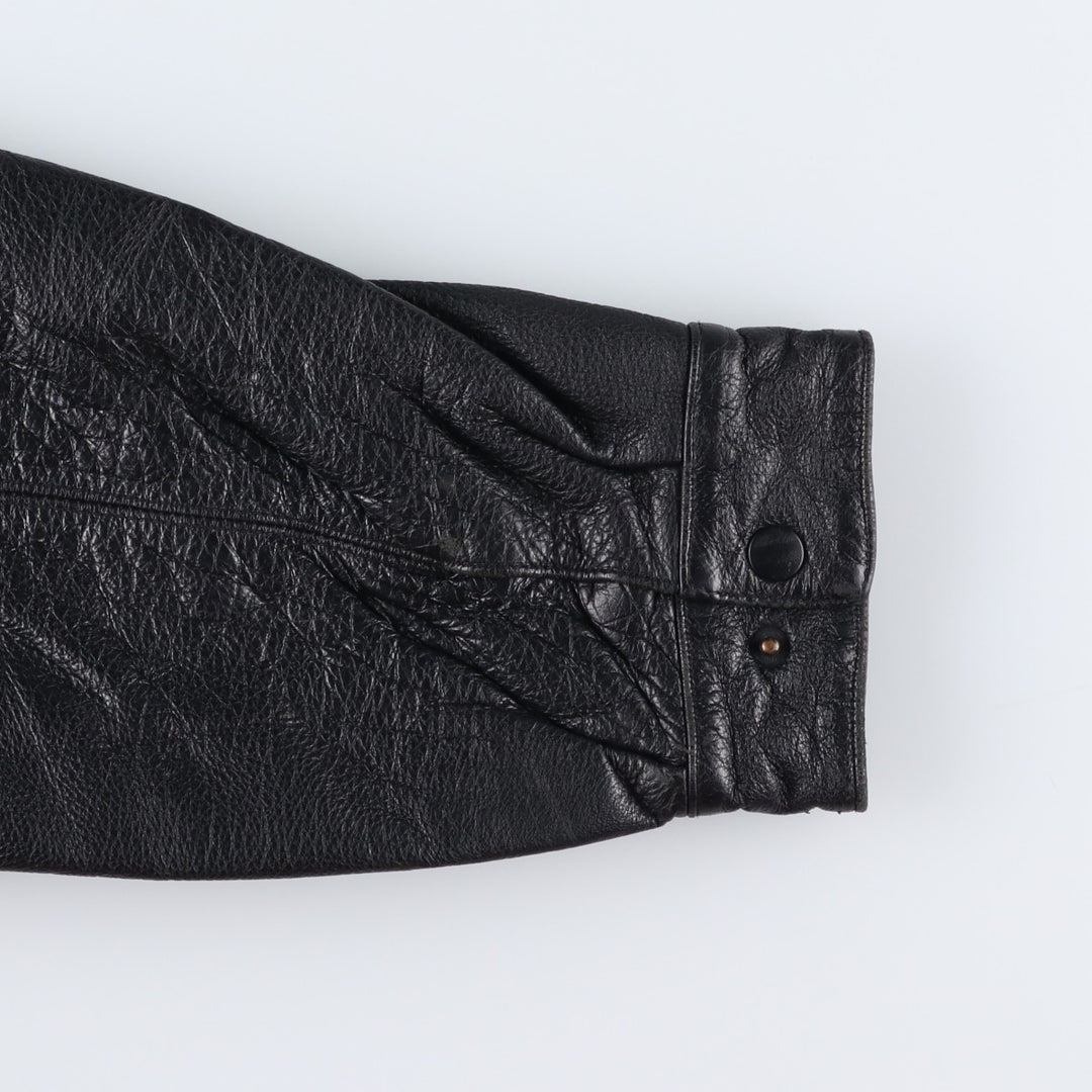 90'S St. John's Bay Vintage Swing-Top Padded Leather Blouson, Men's XL genuine leather black type Vintage Second Hand