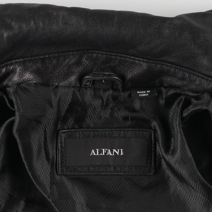 Alfani ALFANI Men's Leather Blouson, Size L, Padded, Swing Top Style genuine leather black type Vintage Second Hand