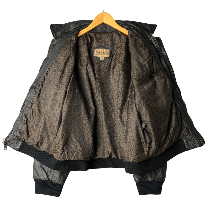 90'S Falls Creek Padded Leather Flight Jacket, Men's Size L, Vintage genuine leather black type Vintage Second Hand