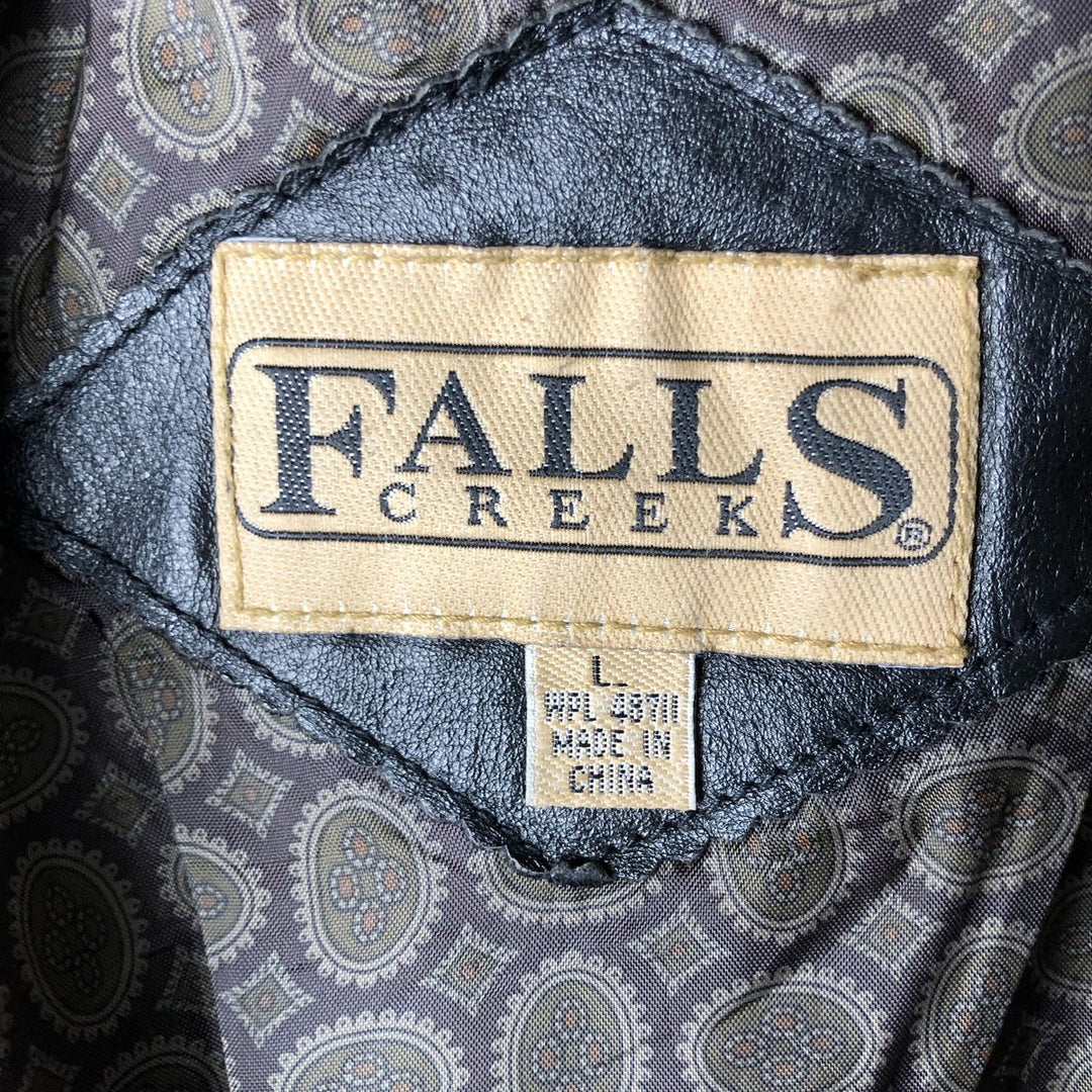 90'S Falls Creek Padded Leather Flight Jacket, Men's Size L, Vintage genuine leather black type Vintage Second Hand