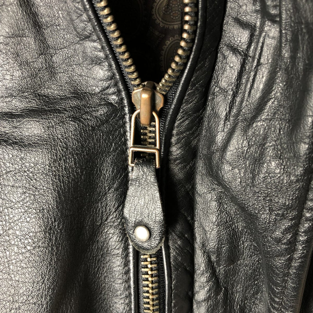 90'S Falls Creek Padded Leather Flight Jacket, Men's Size L, Vintage genuine leather black type Vintage Second Hand