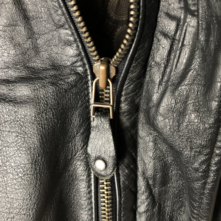90'S Falls Creek Padded Leather Flight Jacket, Men's Size L, Vintage genuine leather black type Vintage Second Hand