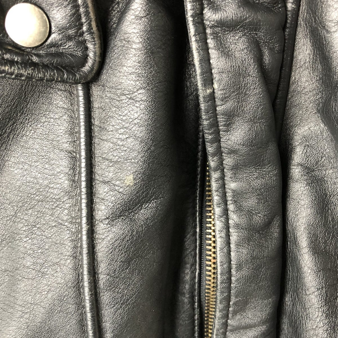 90'S Falls Creek Padded Leather Flight Jacket, Men's Size L, Vintage genuine leather black type Vintage Second Hand
