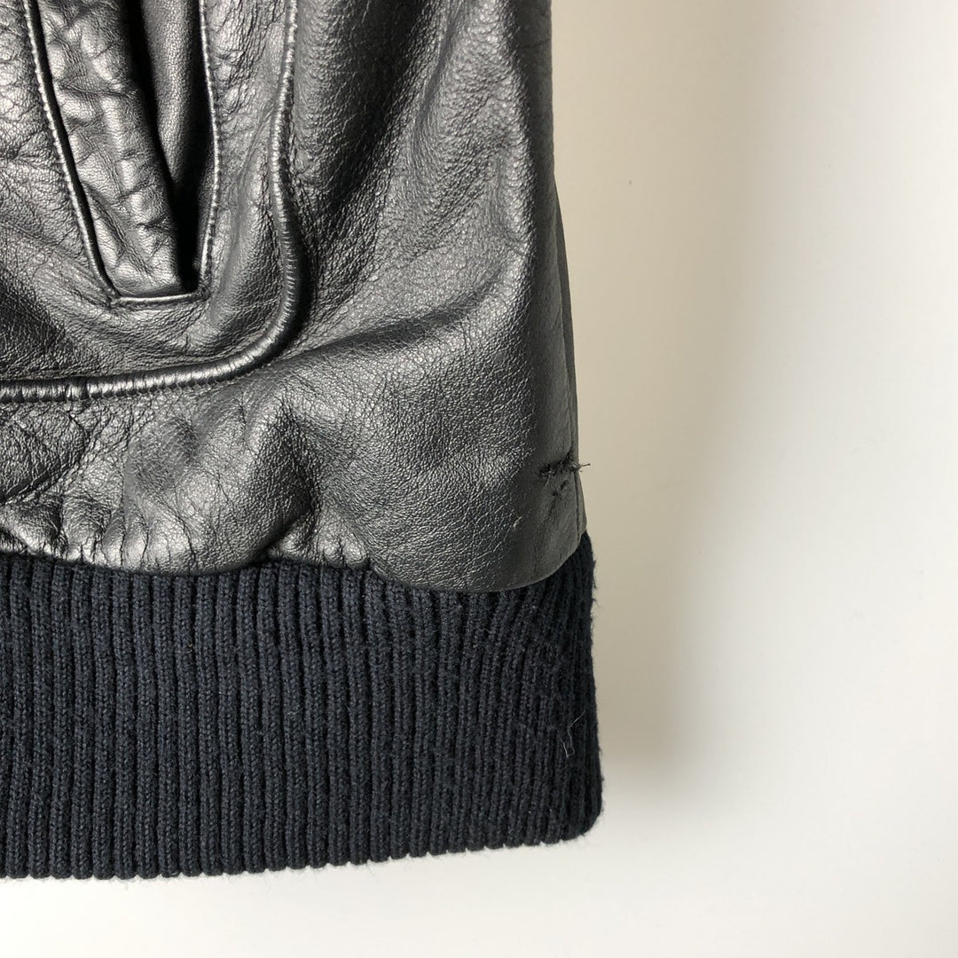 90'S Falls Creek Padded Leather Flight Jacket, Men's Size L, Vintage genuine leather black type Vintage Second Hand