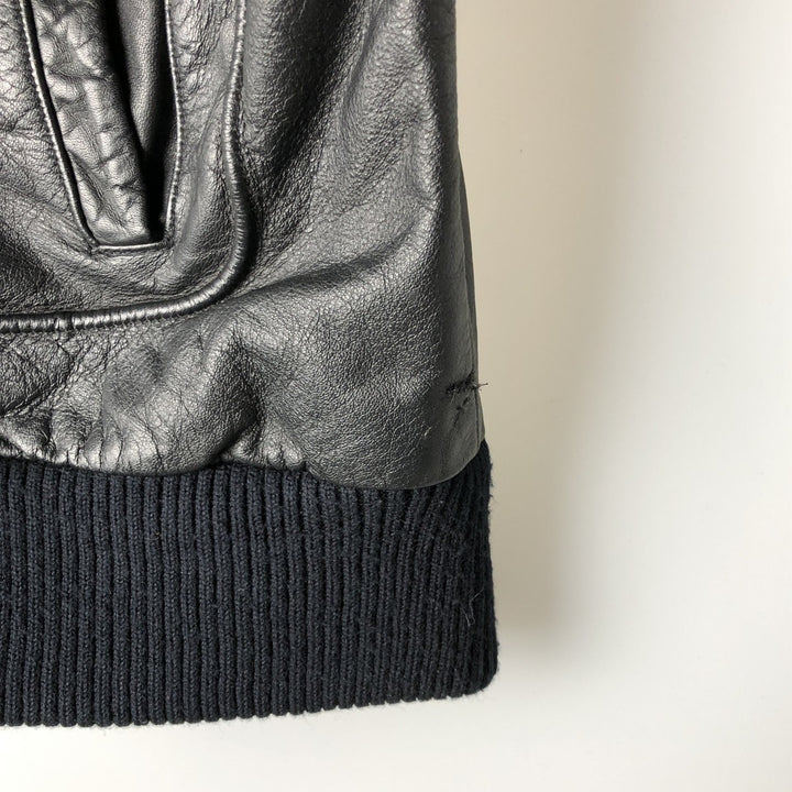90'S Falls Creek Padded Leather Flight Jacket, Men's Size L, Vintage genuine leather black type Vintage Second Hand