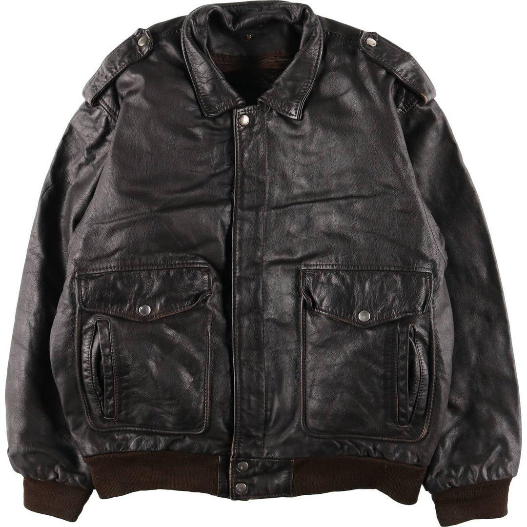 A-2 type leather flight jacket, men's XL size genuine leather black type Vintage Second Hand