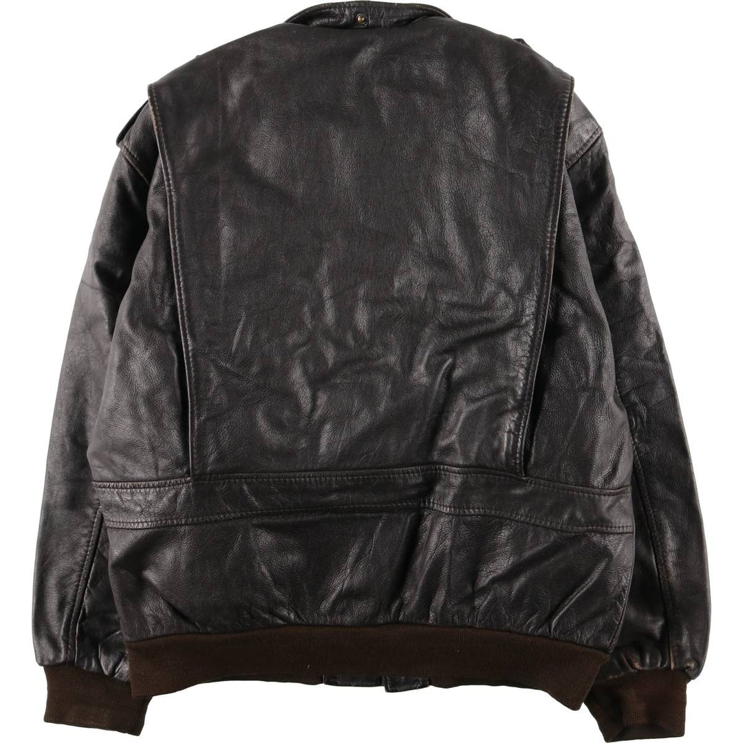 A-2 type leather flight jacket, men's XL size genuine leather black type Vintage Second Hand