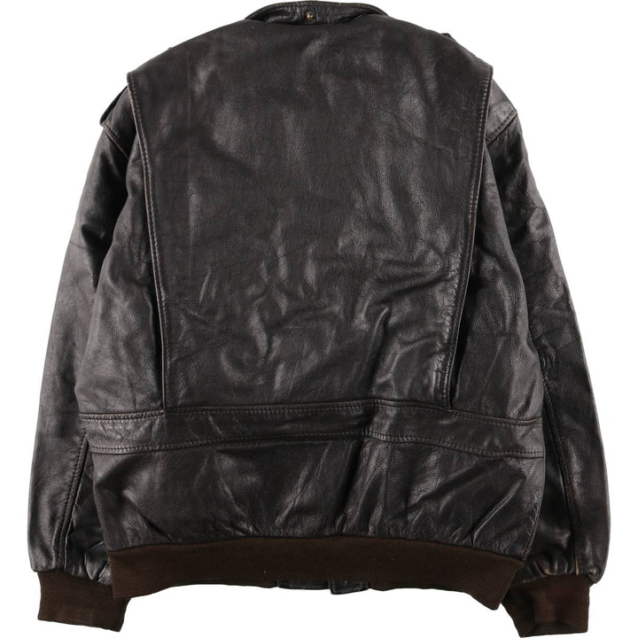 A-2 type leather flight jacket, men's XL size genuine leather black type Vintage Second Hand