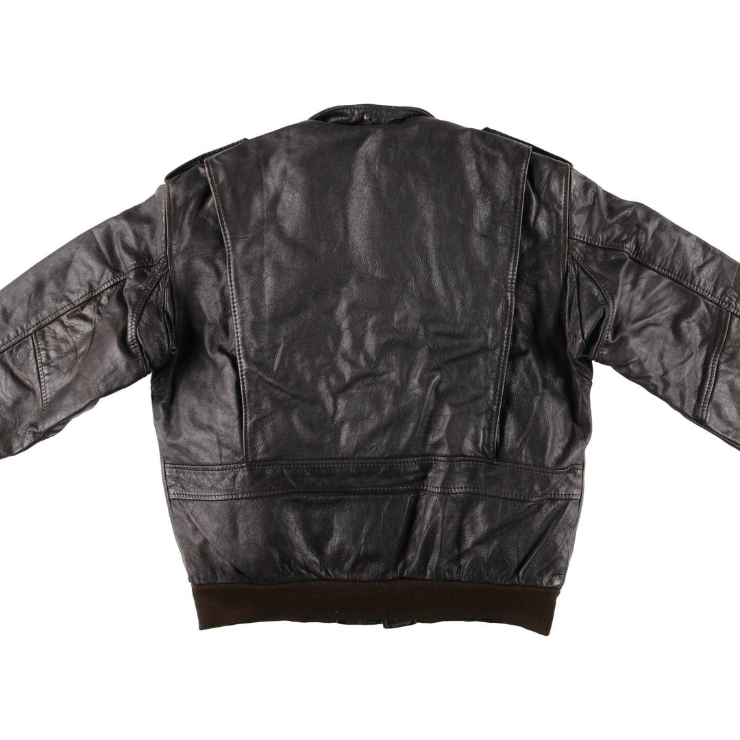 A-2 type leather flight jacket, men's XL size genuine leather black type Vintage Second Hand