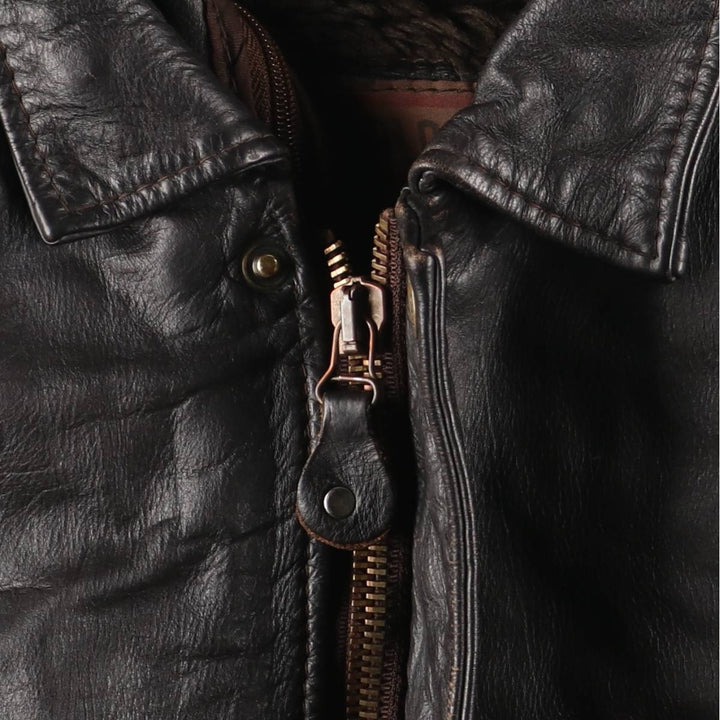 A-2 type leather flight jacket, men's XL size genuine leather black type Vintage Second Hand