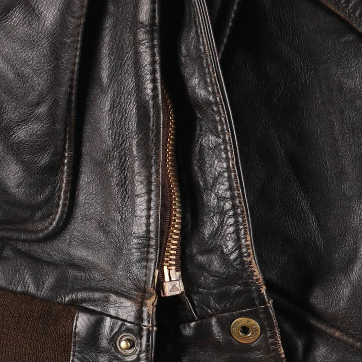A-2 type leather flight jacket, men's XL size genuine leather black type Vintage Second Hand