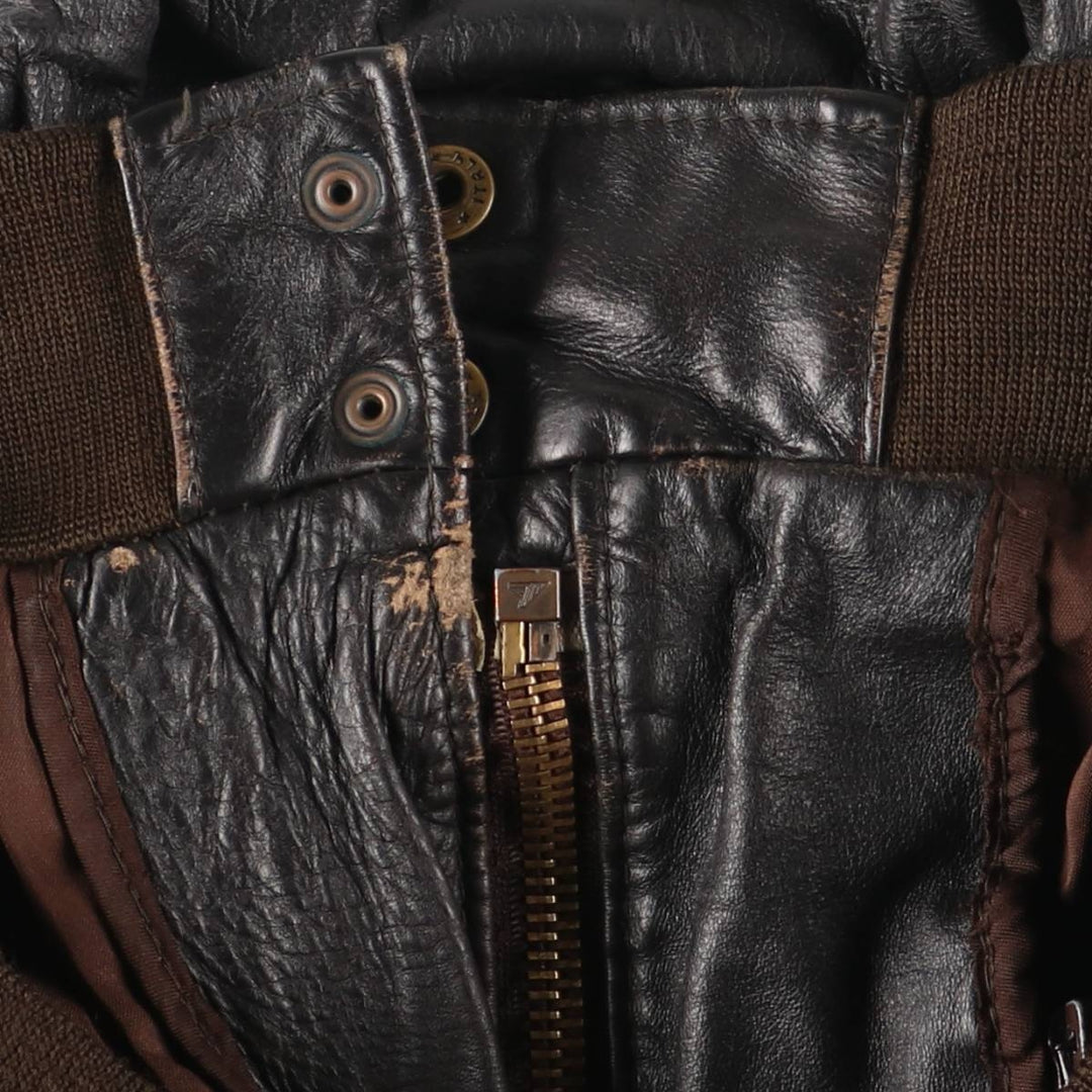 A-2 type leather flight jacket, men's XL size genuine leather black type Vintage Second Hand