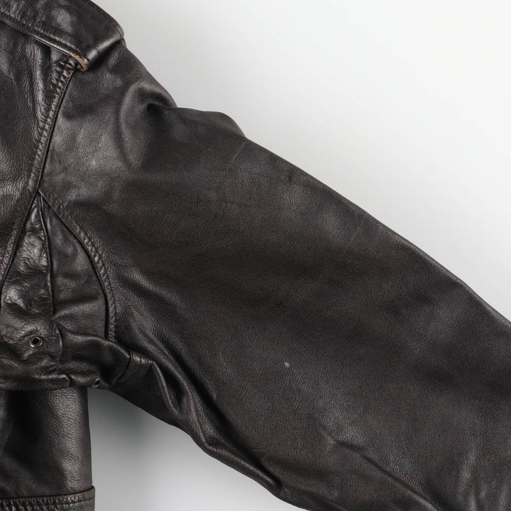 A-2 type leather flight jacket, men's XL size genuine leather black type Vintage Second Hand