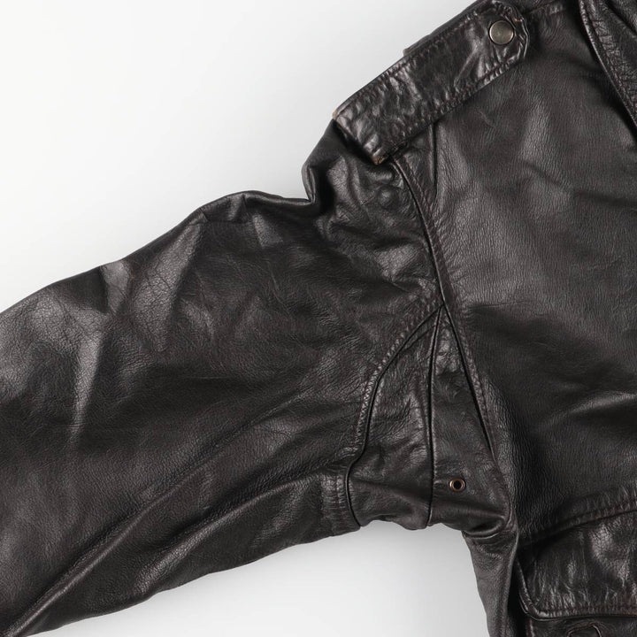 A-2 type leather flight jacket, men's XL size genuine leather black type Vintage Second Hand