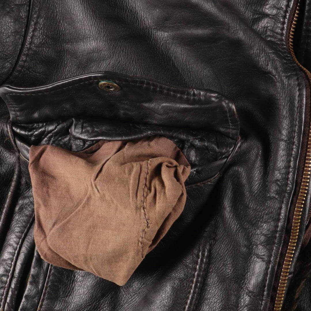 A-2 type leather flight jacket, men's XL size genuine leather black type Vintage Second Hand
